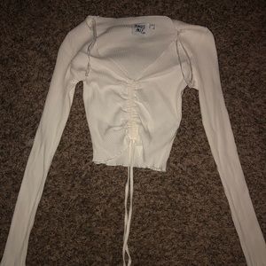 Princess Polly white long sleeved cropped top